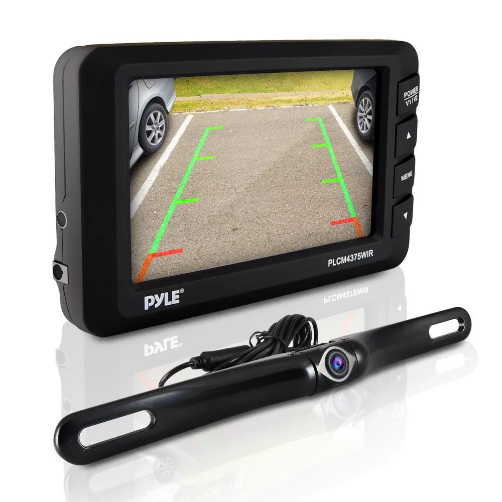 Pyle PLCM4375WIR.5 Wireless Rear View Backup Camera and Monitor Parking/Reverse Assist Sizeystem, 4.3" Display, Distance Sizecale Lines, Night Vision Waterproof Cam, Sizewivel Angle Adjustable