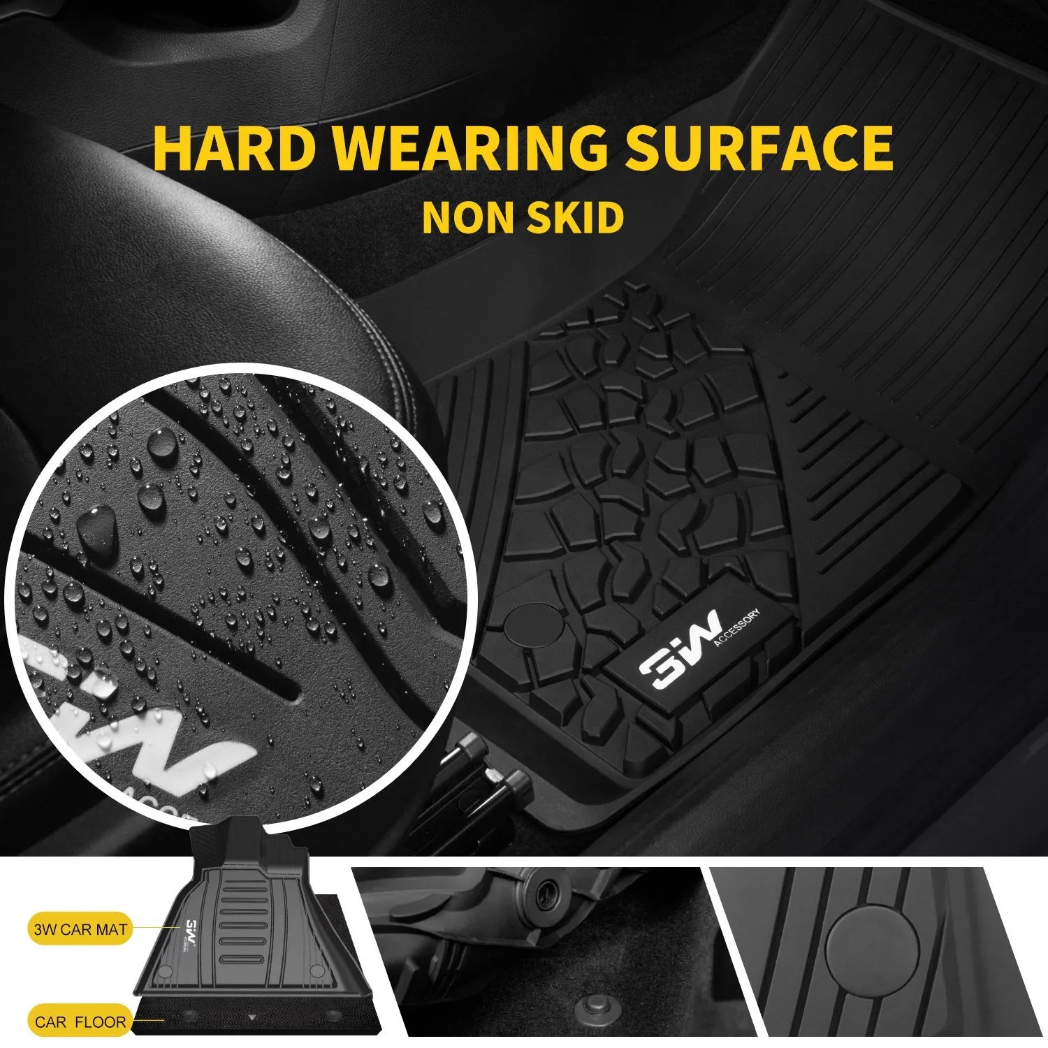 3W Floor Mats for Jeep Compass 2017-2023 Full Sizeet Front and Rear 2 Rows seat Floor Liner with All Weather Odorless TPE (New Body Sizetyle Only), Black