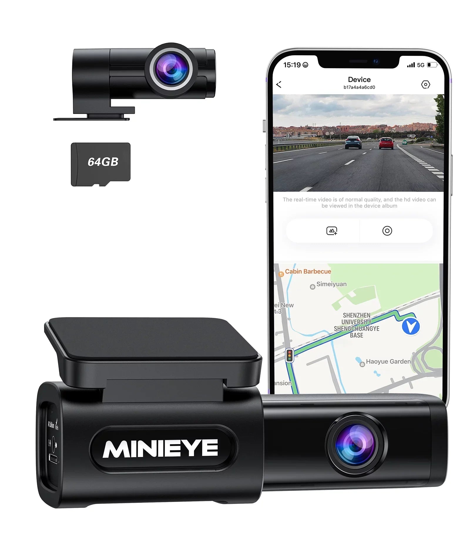 MINIEYE C2 4K Dash Cam with ADASize, Front and Rear Dash Cameras with Built-in GPSize, 170° Wide Angle, WDR, Night Vision, Loop Recording, Parking Monitor, APP OTA Update(64GB Card Include）
