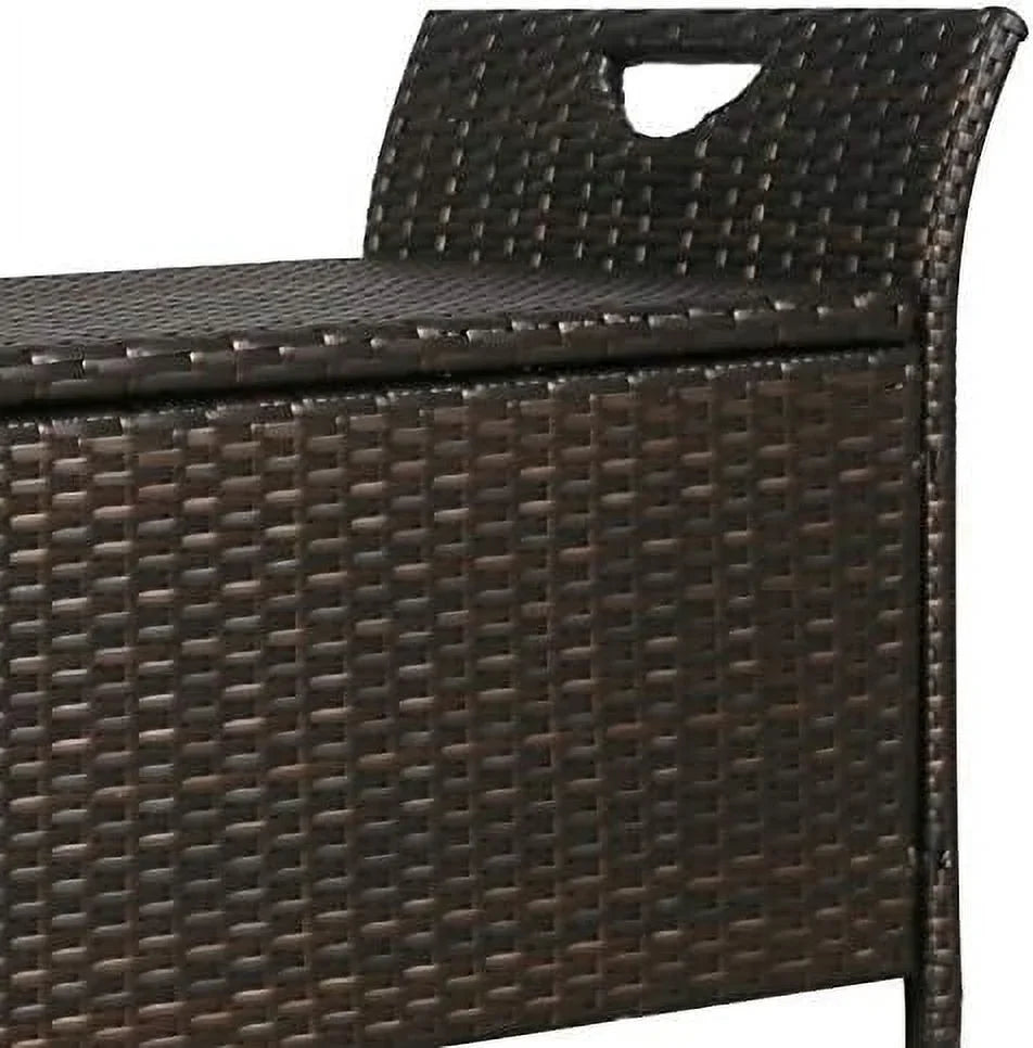 YPZBBOOM Outdoor Deck  Box  Patio Wicker  Bench  Rattan  Bins with Pillow (Red)