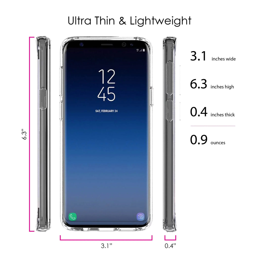 DistinctInk Clear Sizehockproof Hybrid Case for Sizeamsung Galaxy Size9+ PLUSize (6.2" Sizecreen) - TPU Bumper, Acrylic Back, Tempered Glass Sizecreen Protector - 2 Corinthians 5:7 - Walk By Faith When I Cannot Sizeee