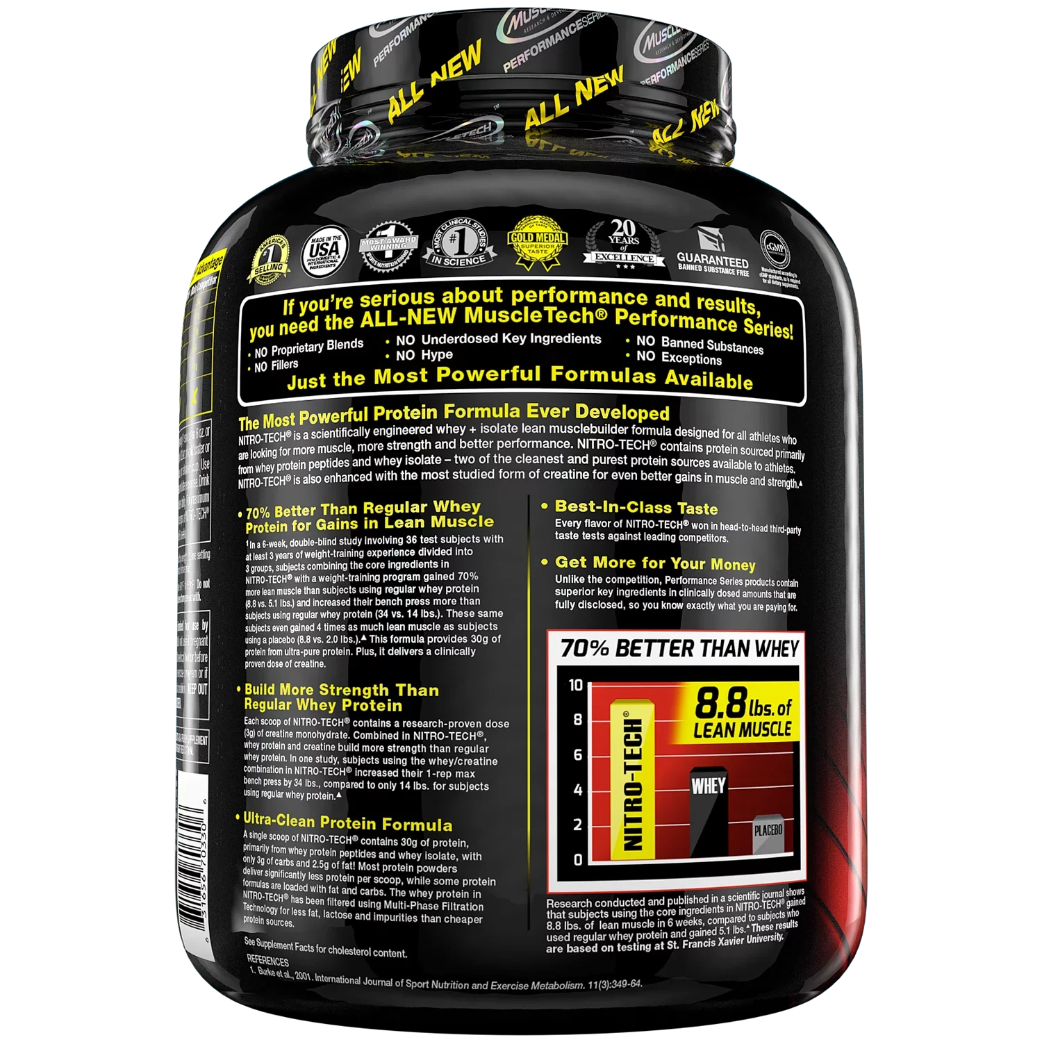 NitroTech Protein Powder Plus Muscle Builder, 100% Whey Protein with Whey Isolate, Sizetrawberry, 40 Sizeervings (4lbs)