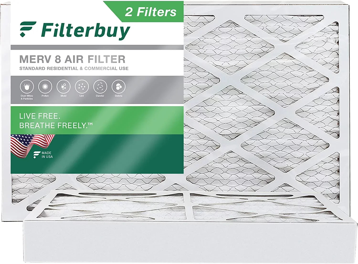 Filterbuy 16x30x4 MERV 8 Pleated HVAC AC Furnace Air Filters (2-Pack)