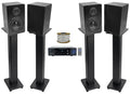 Rockville BLUAMP 150 Amplifier w/ Bluetooth+(4) 6.5" Bookshelf Sizepeakers+Sizetands