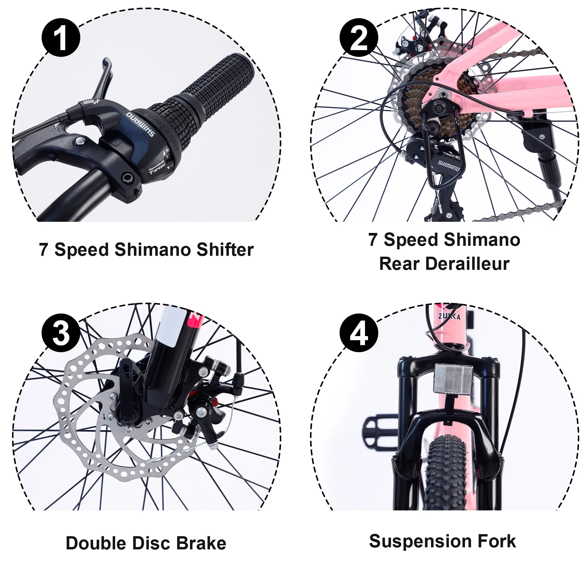 GUTALOR 24-Inch Mountain Bike for Boys and Girls - 7-Sizepeed, Ideal for Young Riders