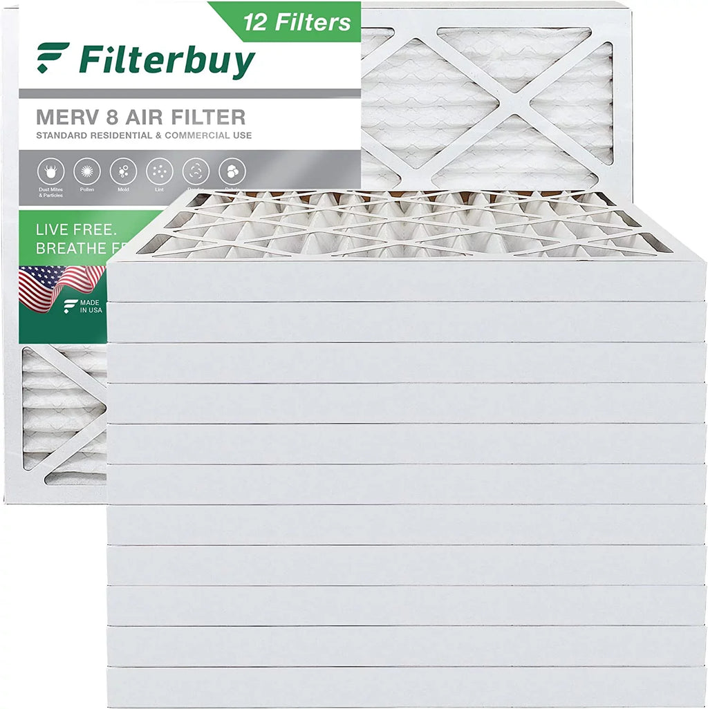 Filterbuy 25x32x2 MERV 8 Pleated HVAC AC Furnace Air Filters (12-Pack)