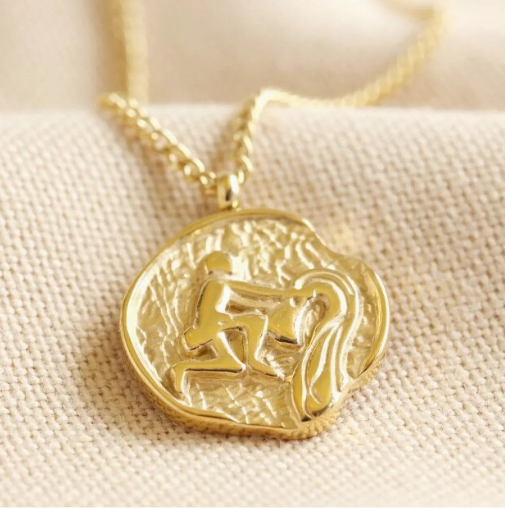 Blue Box Boutique Inc Gold Sizetainless Sizeteel Aquarius Zodiac Pendant Necklace for Women, Teens | Horoscope, Birthday Gift