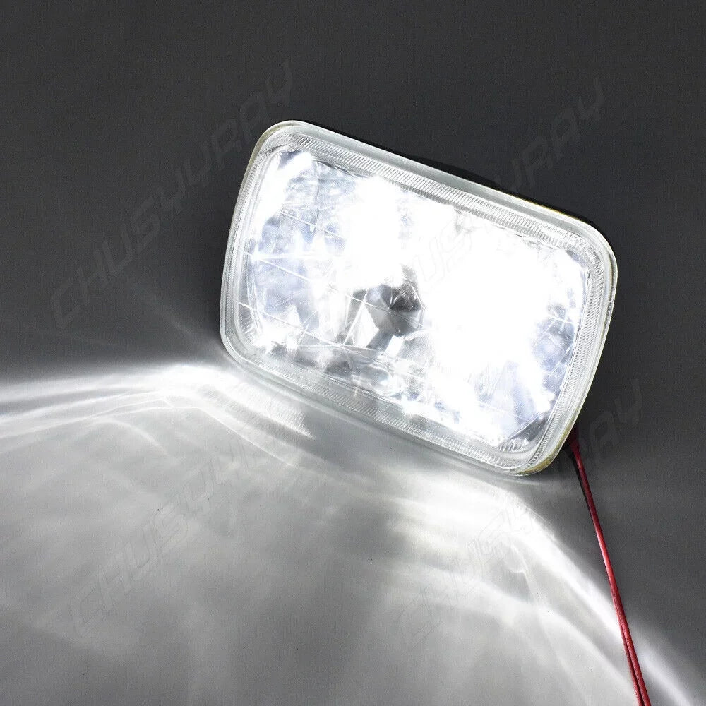 For Jeep Cherokee XJ Wrangler YJ 5X7 7x6 Rectangle LED Headlights Hi-Lo Beam