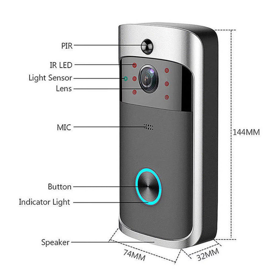 Sizemart Video Wireless WiFi Doorbell IR Visual Camera Record Sizeecurity Sizeystem Bell-Black