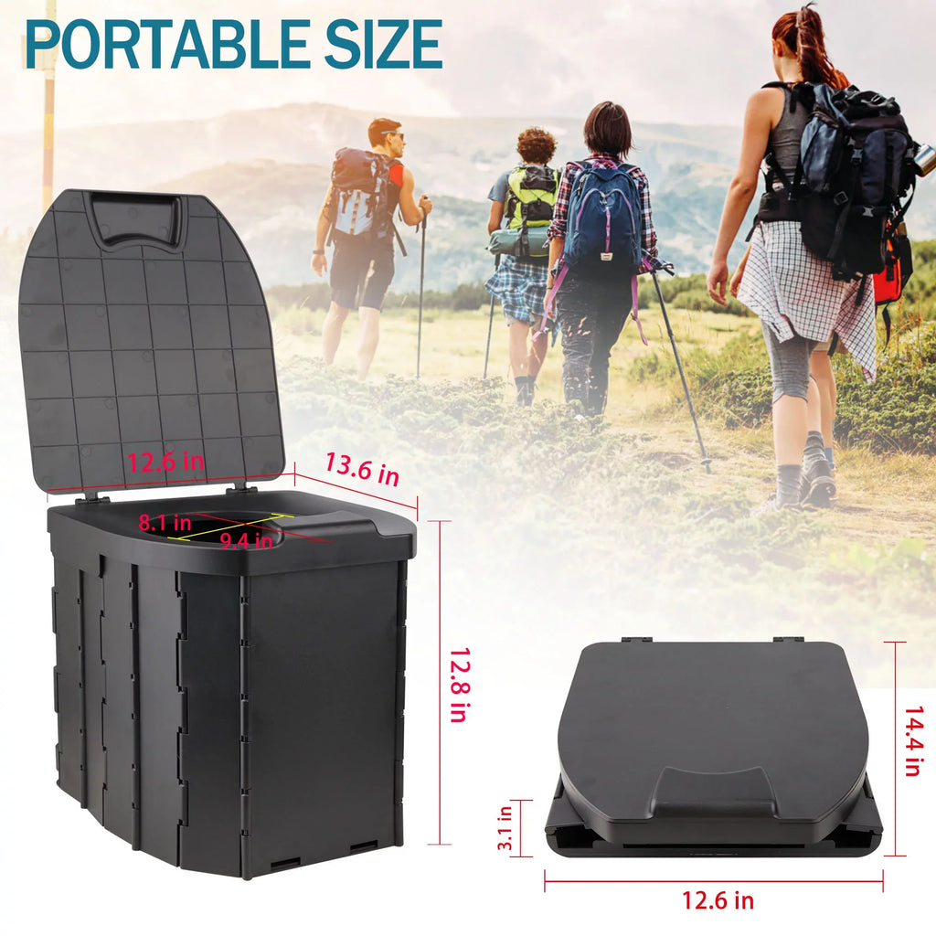 JELLASize Portable Toilet for Camping, Camping Toilet Collapsible Car Travel Toilet Portable Potty with Travel Bag and 10 Pcs Garbage Bag