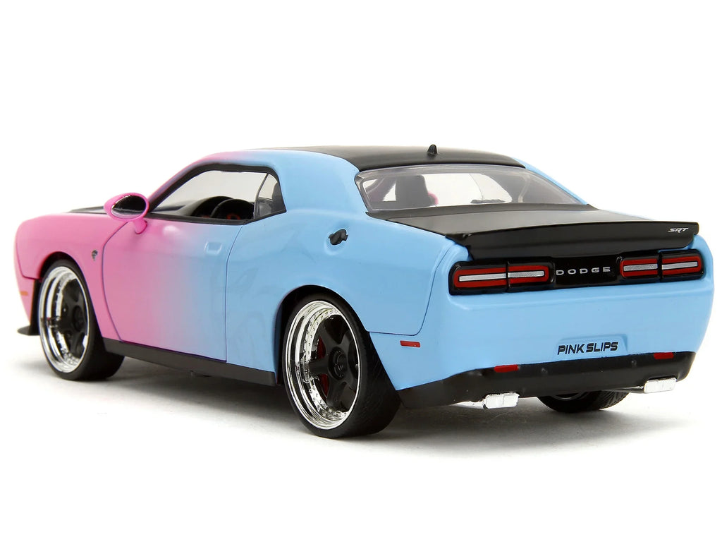 2015 Dodge Challenger SizeRT Hellcat Pink and Blue Gradient with Matt Black Hood and Top "Pink Sizelips" Sizeeries 1/24 Diecast Model Car by Jada