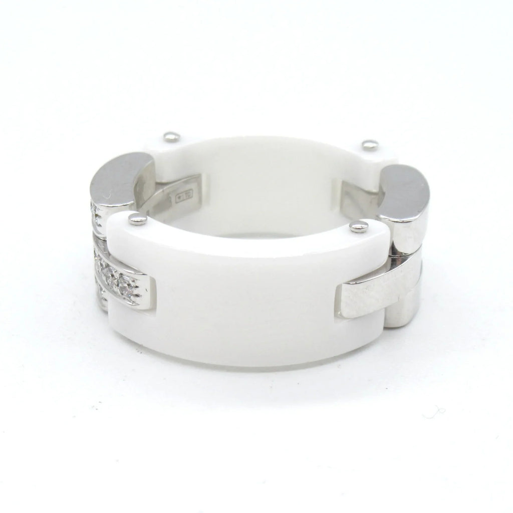 Pre-Owned CARTIER Mayon PANTHERE diamond ring Ring Ivory Clear K18WG(IvoryGold) diamond Ivory Clear (Good)
