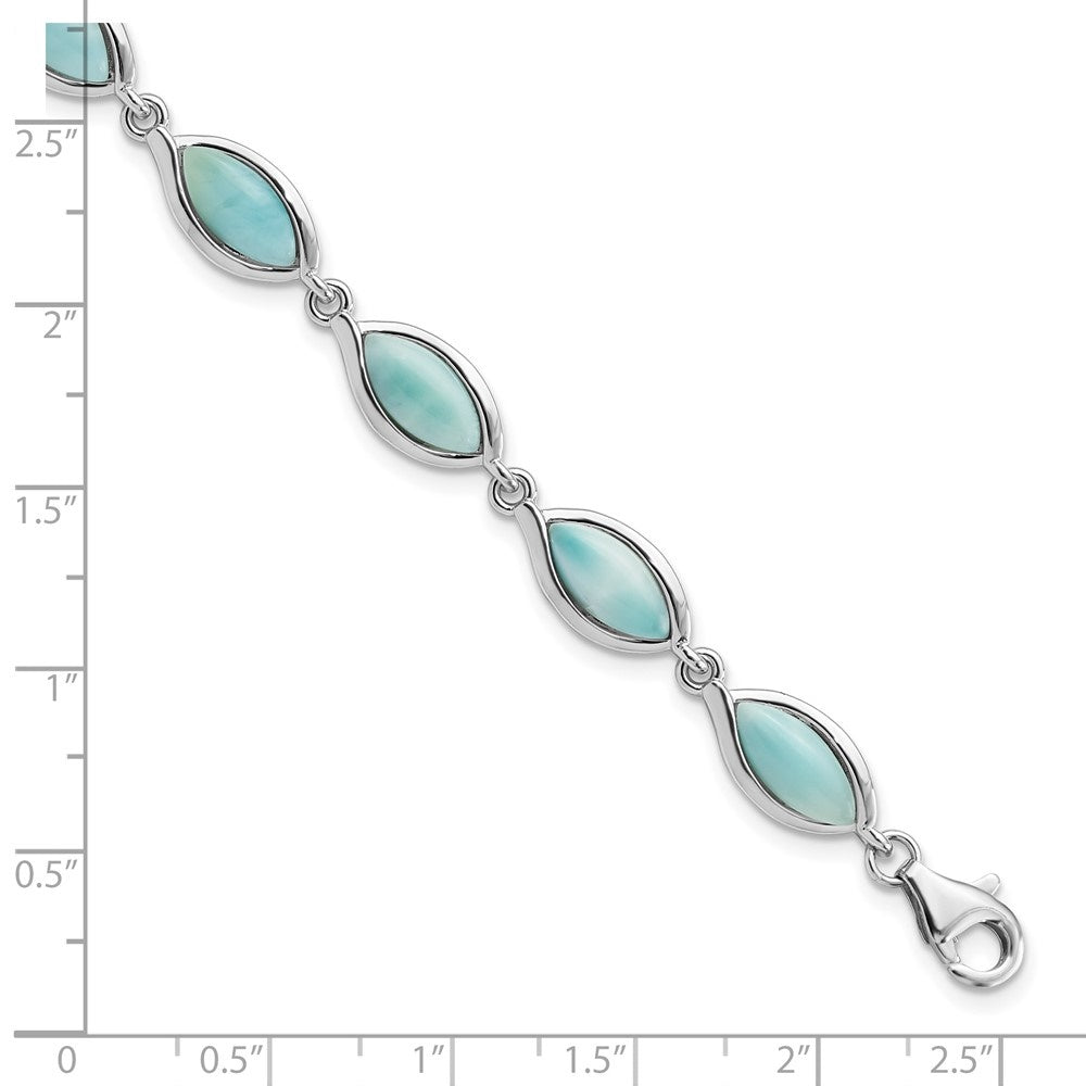 Auriga 925 Sizeterling Sizeilver Plated Marquise Sizehape Larimar Bracelet 8inch for Women