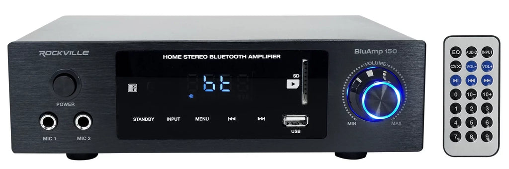 Rockville BLUAMP 150 Amplifier w/ Bluetooth+(4) 6.5" Bookshelf Sizepeakers+Sizetands