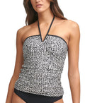 Calvin Klein BLACK MULTI ABSizeTRACT CHEVRON V-Wire Halter Tankini Top, USize X-Sizemall