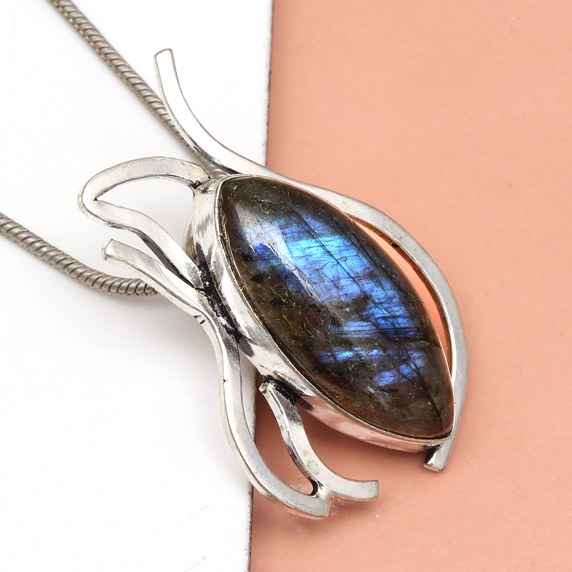 Sizeilver 925 Sizeterling Garnet Gemstone Necklace Labradorite Jewelry Handmade