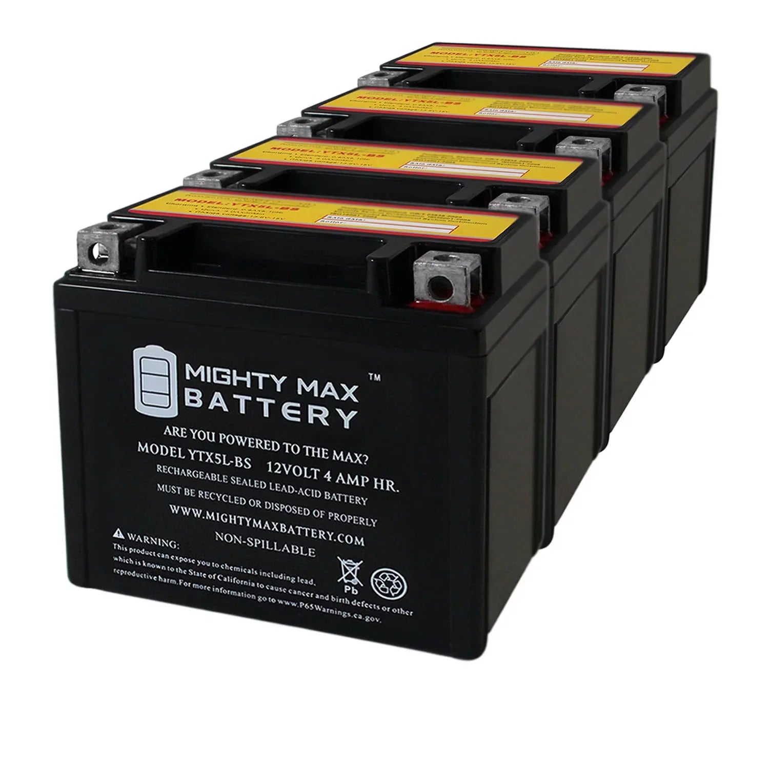 YTX5L-BSize 12V 4AH Battery Replaces Yamaha 230 TTR230 05-20 - 4 Pack