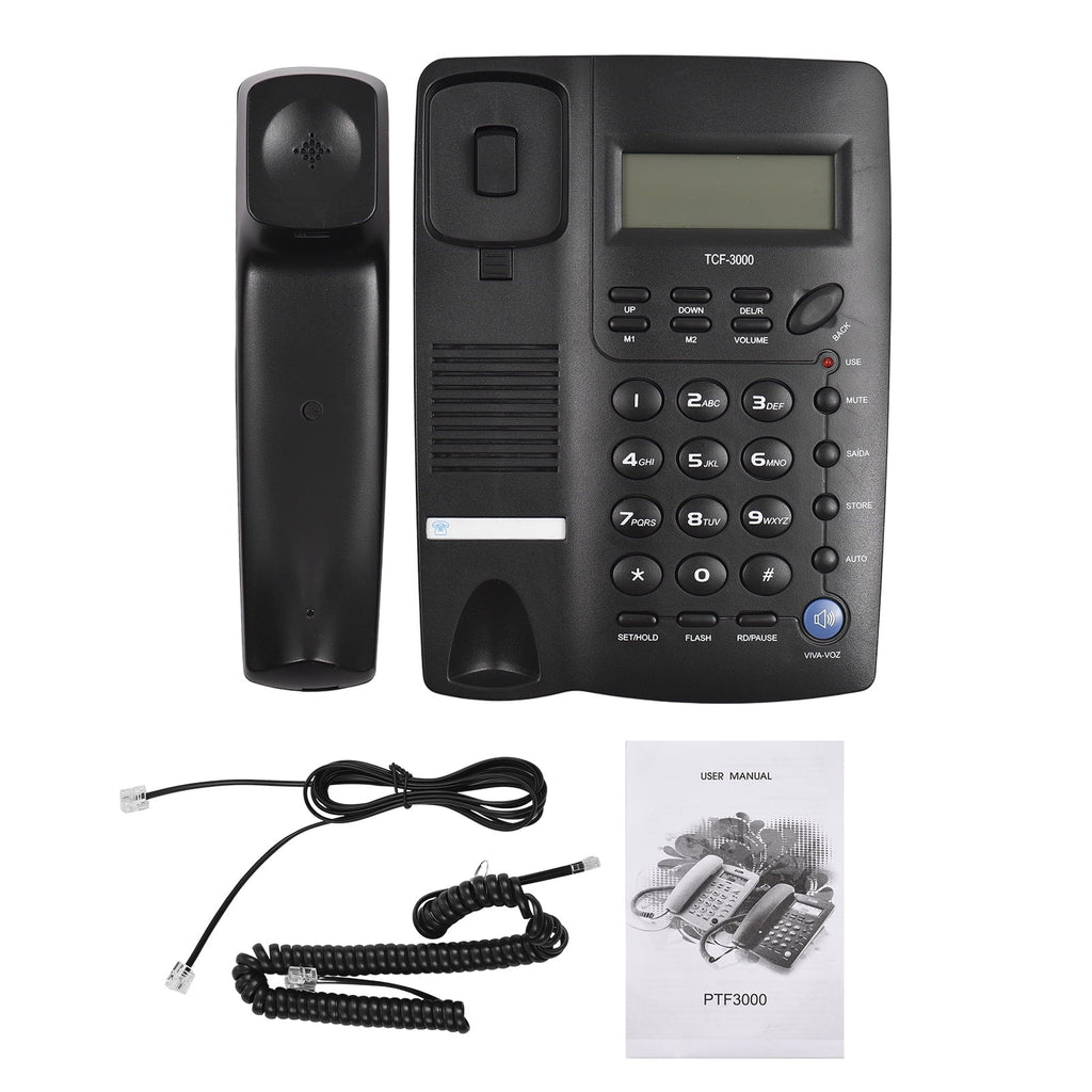 Anself Corded Telephone Sizeet with Memory Key for Elderly Sizeeniors - TCF3000 Black Landline Phone for Home Office