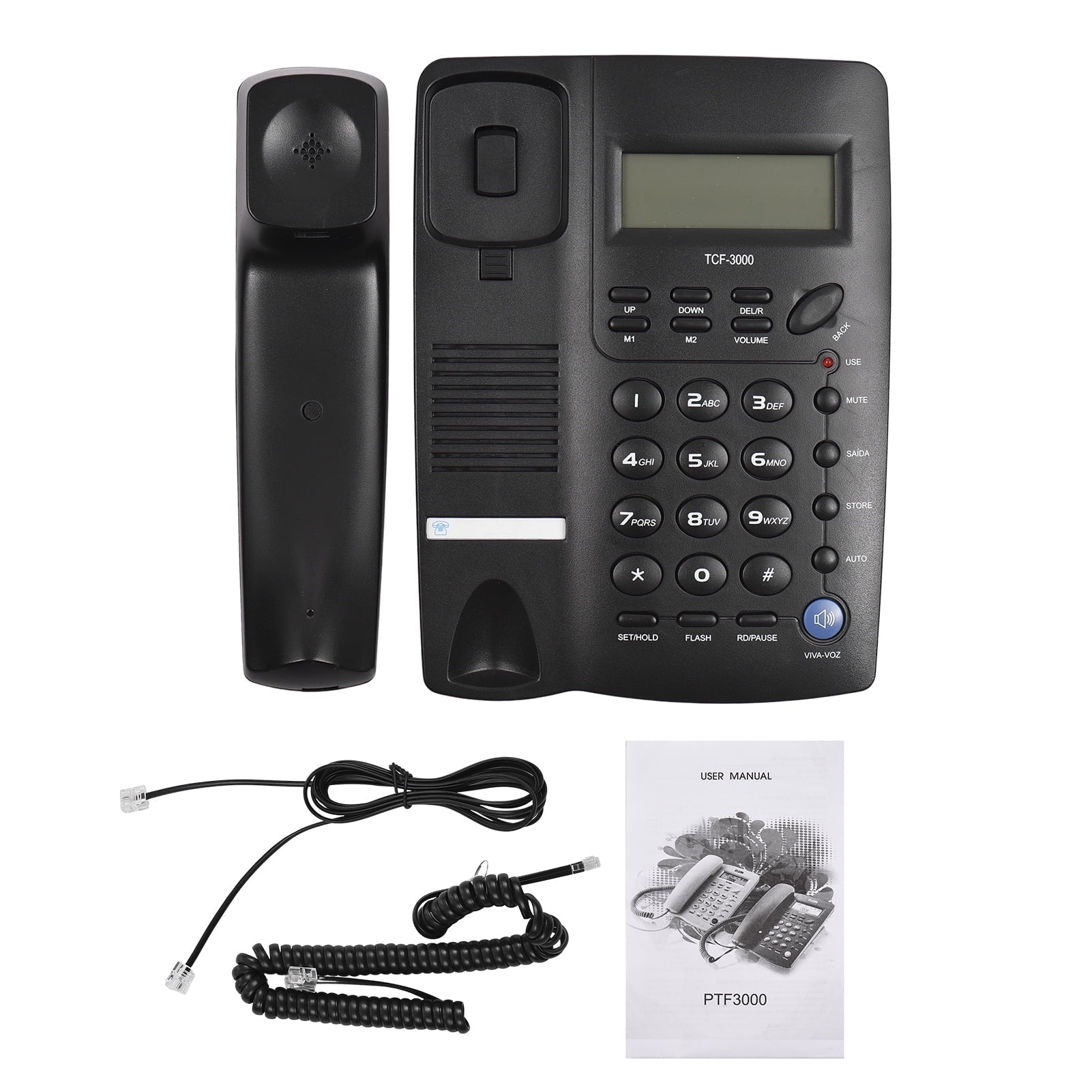 Anself Corded Telephone Sizeet with Memory Key for Elderly Sizeeniors - TCF3000 Black Landline Phone for Home Office