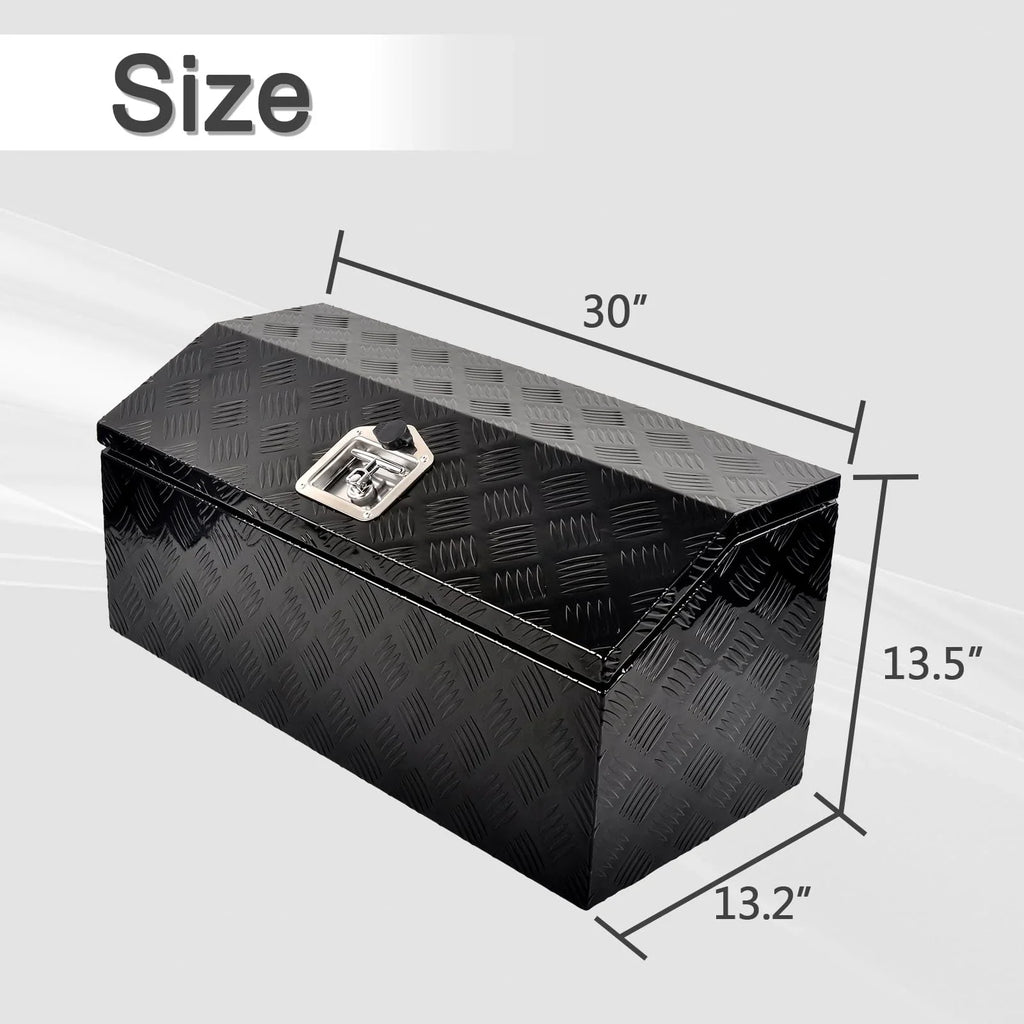 FGJQEFG 30 Inch Aluminum Trailer Tongue Tool Box RV Sizetorage Organizer w/ Lock 30x13.2x13.5 Inch