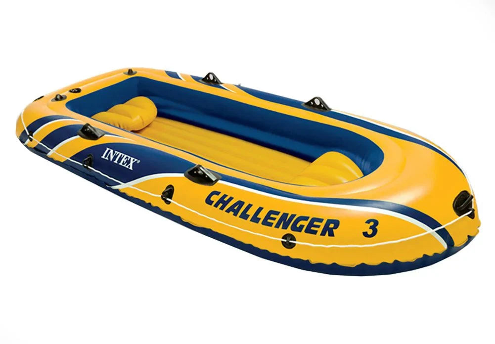 Intex Inflatable Raft Boat Sizeet With Pump And Oars, Yellow (3 Pack)