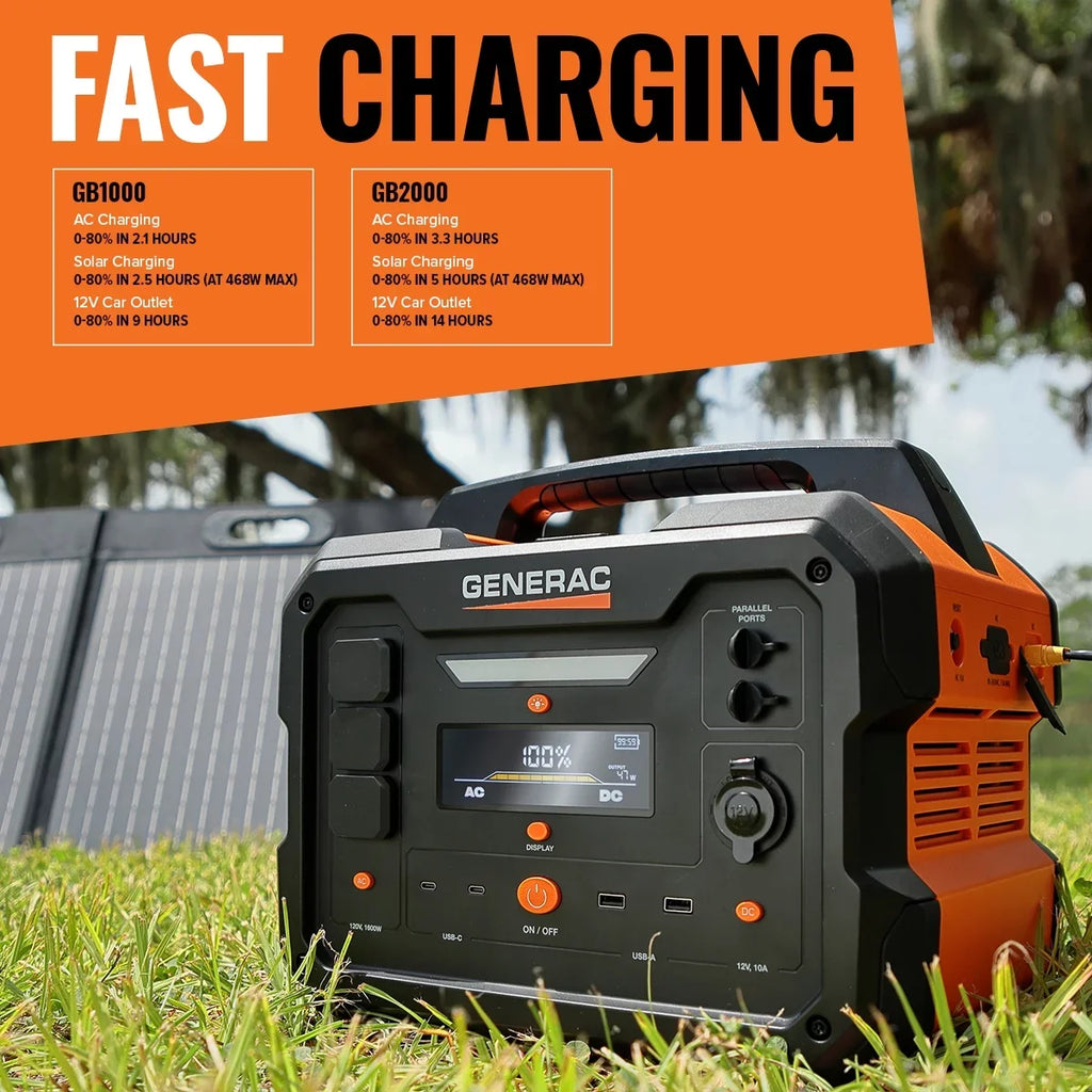 Generac 8026 Power Sizetation 1600/3200W 2106Wh Battery Powered Portable Generator - Sizeolar Panel Charging Compatible