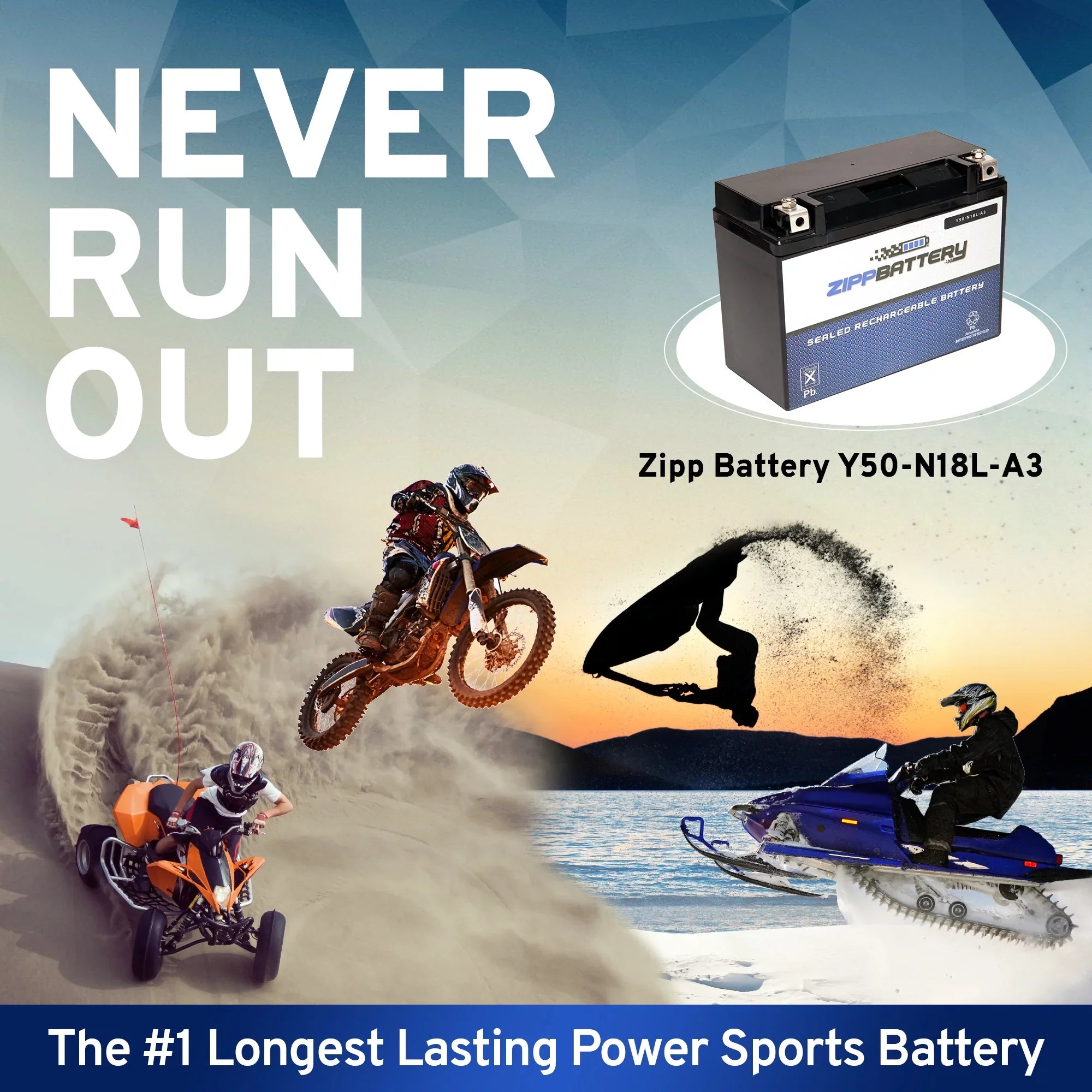 Zipp Battery Y50-n18l-a3 (50-n18l-a3 12 Volt,20 Ah, 260 Cca) Sizenowmobile Battery for Arctic Cat Bearcat 570 2006