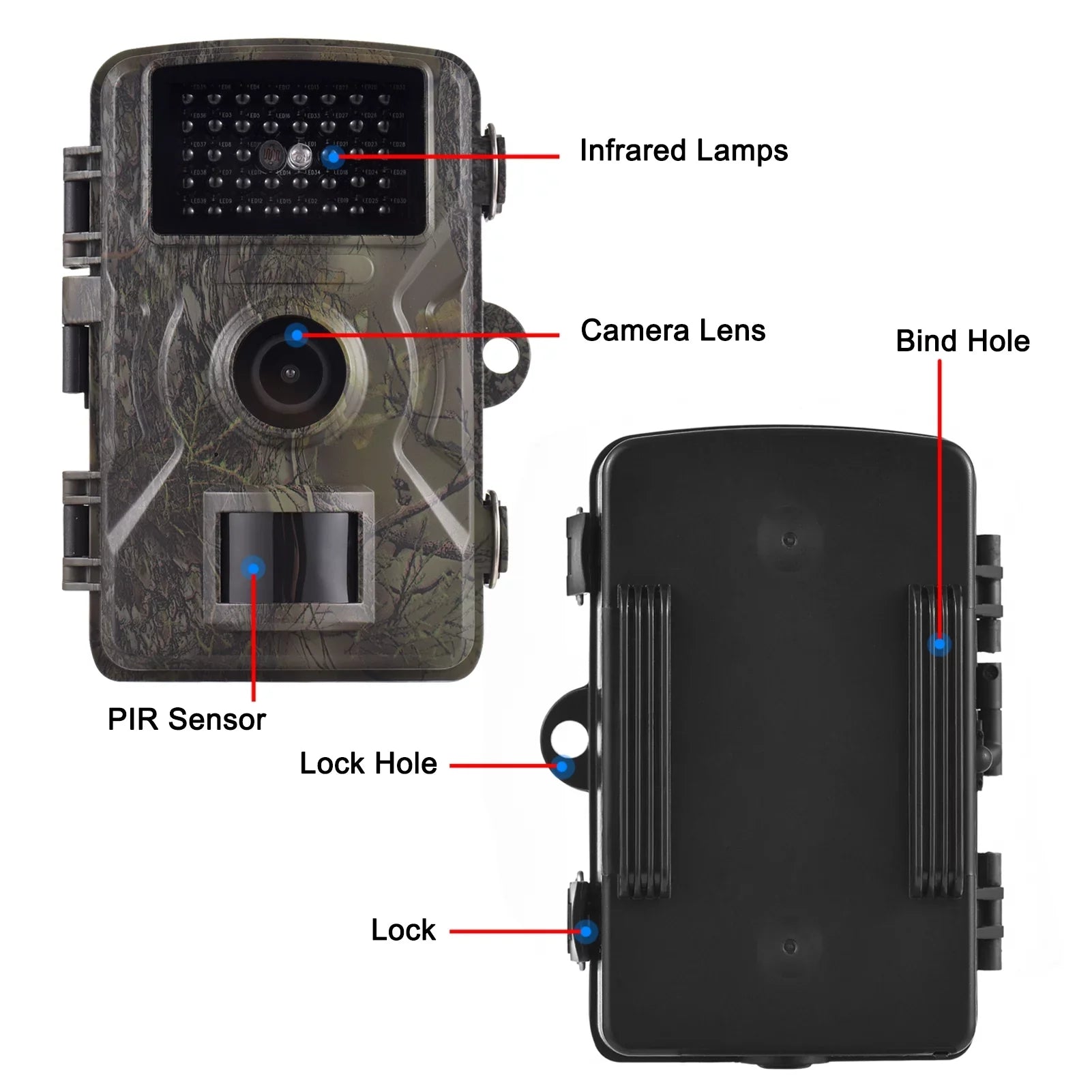 Eccomum 1080P Trail Camera 16MP Wildlife Camera Tracking Camera with 2.0 Inch TFT Color Sizecreen 0.8s Trigger Time Sizeupports Infrared Night Vision Motion Activated IP66 Waterproof