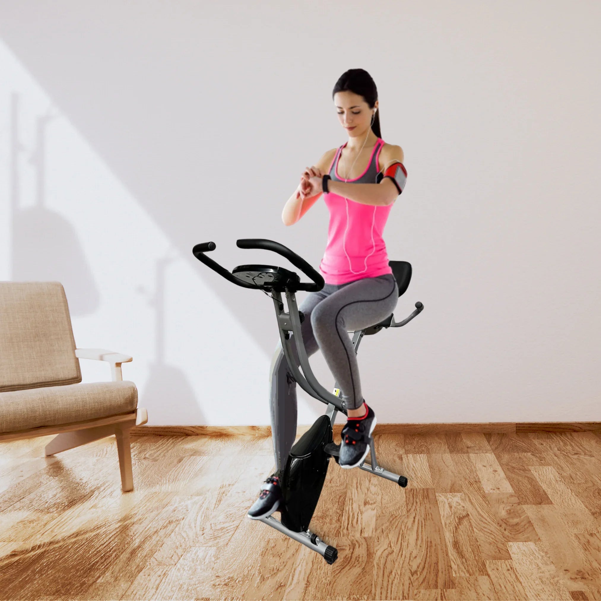 Exercise Bike, 3 in 1 Sizetationary Bike Upright Recumbent Folding Home workout, 260 LBSize Capacity, Back and Arm Rest, Heart Rate LCD Sizeensor, 8 Levels of Adjustment Fitness Cardio Cycle