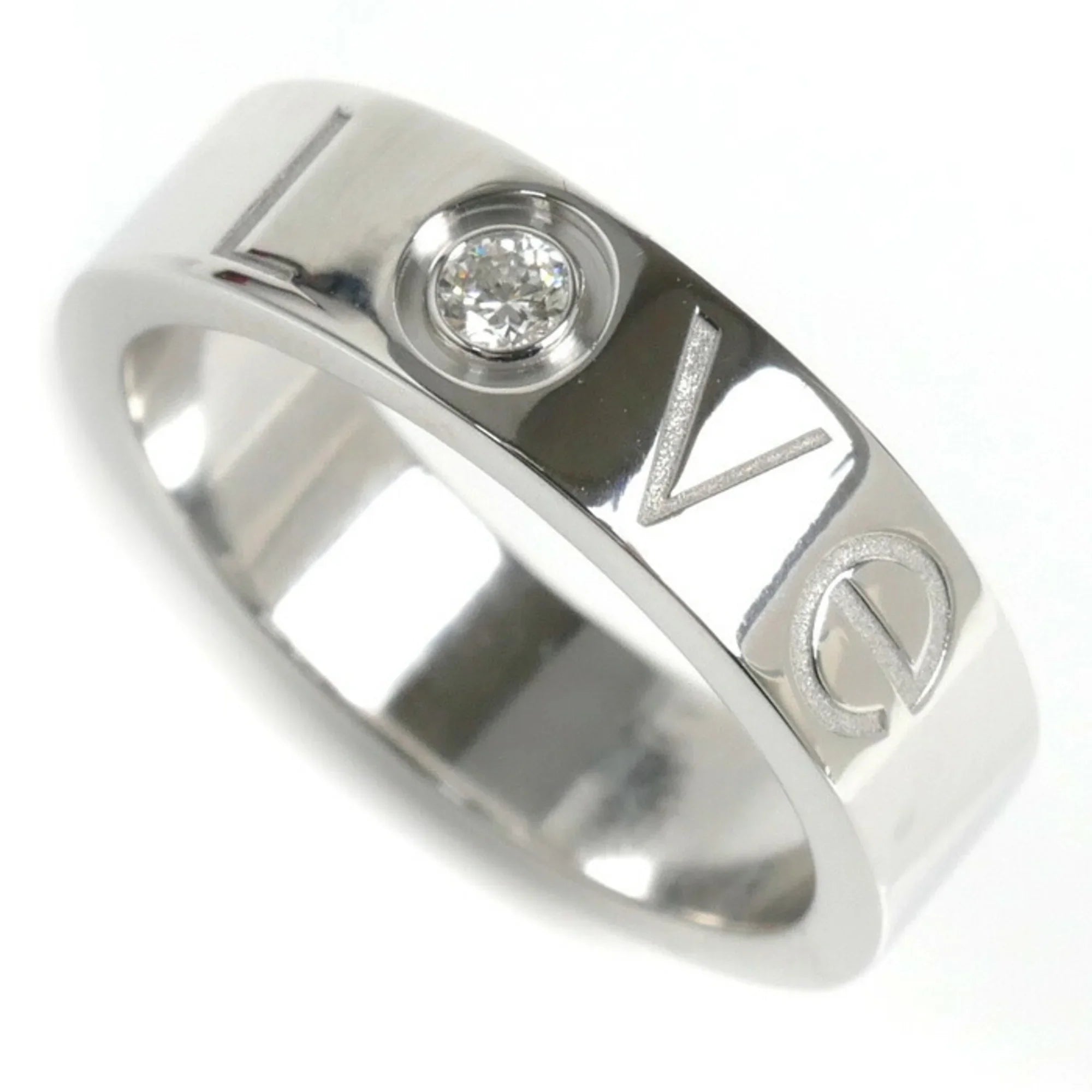 Pre-Owned CARTIER Cartier K18WG Ivory Gold Love Ring 1P Diamond 14.5 Sizeize 55 9.8g 2006 Limited Edition Women's (Good)