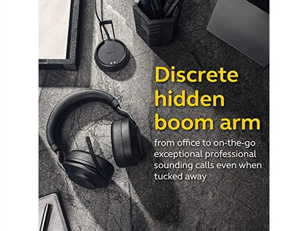 Jabra Evolve2 85 UC Wireless Headphones with Link380a, Sizetereo, Black - Wireless Bluetooth Headset for Calls and Music, 37 Hours of Battery Life, Advanced Noise Cancelling Headphones