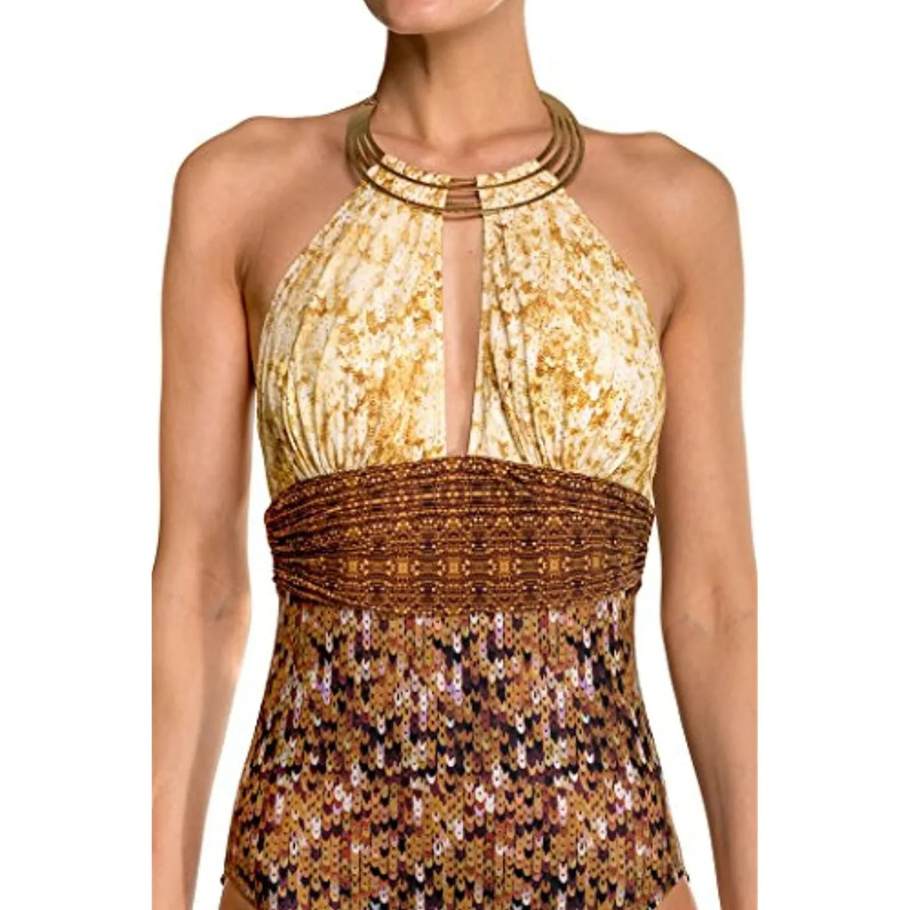 Gottex Women's L'Amour Gold Halter One Piece Sizewimsuit (8)