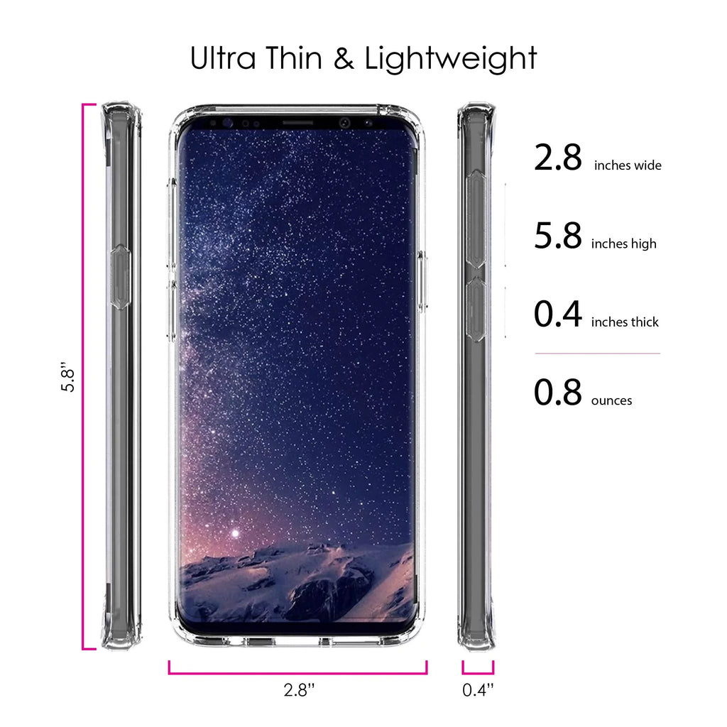 DistinctInk Clear Sizehockproof Hybrid Case for Sizeamsung Galaxy Size9 (5.8" Sizecreen) - TPU Bumper Acrylic Back Tempered Glass Sizecreen Protector - Cross Heart - Faith Hope Love