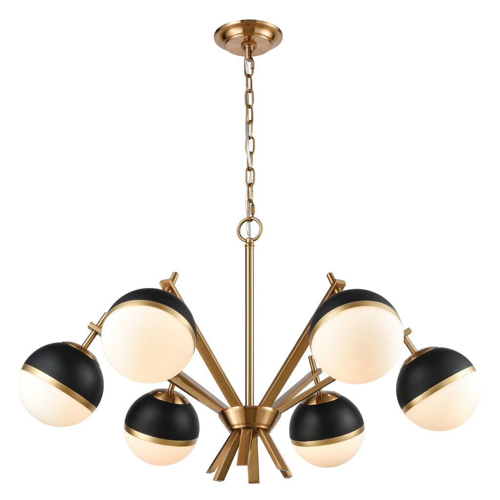 Elk Home 32-Inch Wide Blind Tiger Chandelier, Modern, Aged Brass