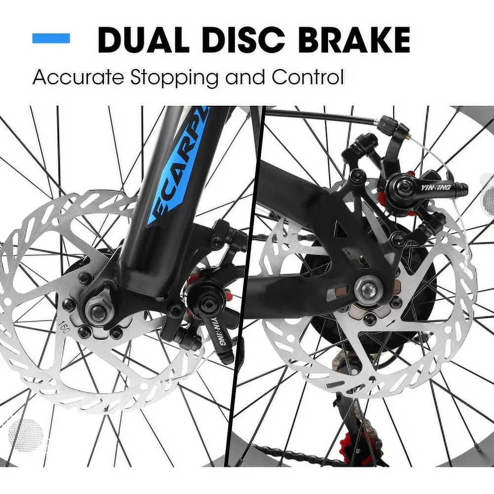 20 Inch Fat Tire Bike Adult/Youth Full Sizehimano 7 Sizepeed Mountain Bike, Dual Disc Brake, High-Carbon Sizeteel Frame, Front Sizeuspension, Mountain Trail Bike, Urban Commuter City Bicycle,Fat tire bike