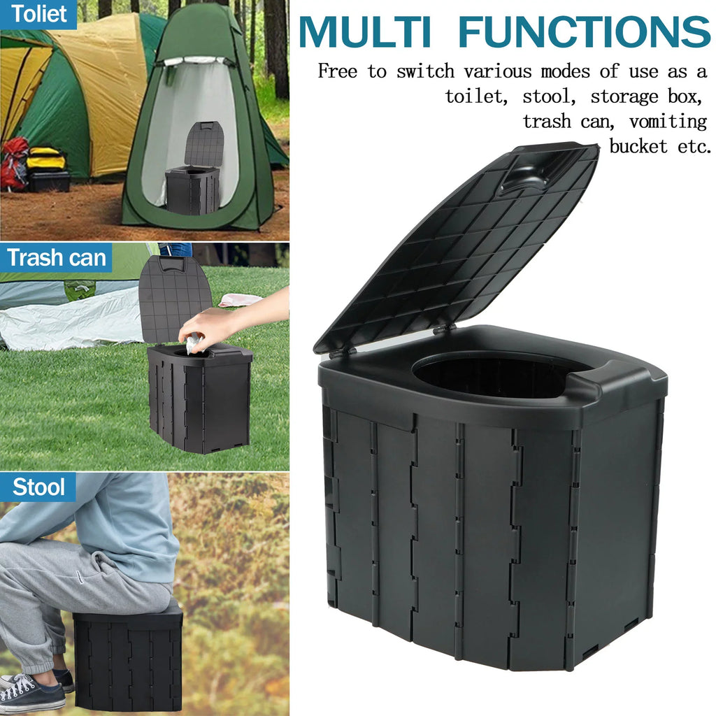JELLASize Portable Toilet for Camping, Camping Toilet Collapsible Car Travel Toilet Portable Potty with Travel Bag and 10 Pcs Garbage Bag