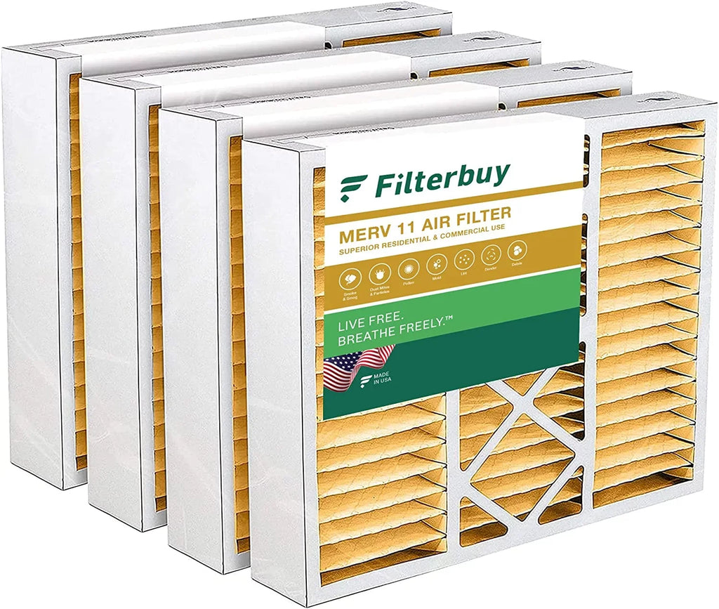 Filterbuy 20x20x5 MERV 11 Pleated HVAC AC Furnace Air Filters for Honeywell FC100A1011 and Lennox X0585 (4-Pack)