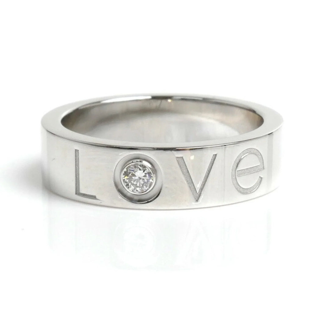 Pre-Owned CARTIER Cartier K18WG Ivory Gold Love Ring 1P Diamond 14.5 Sizeize 55 9.8g 2006 Limited Edition Women's (Good)