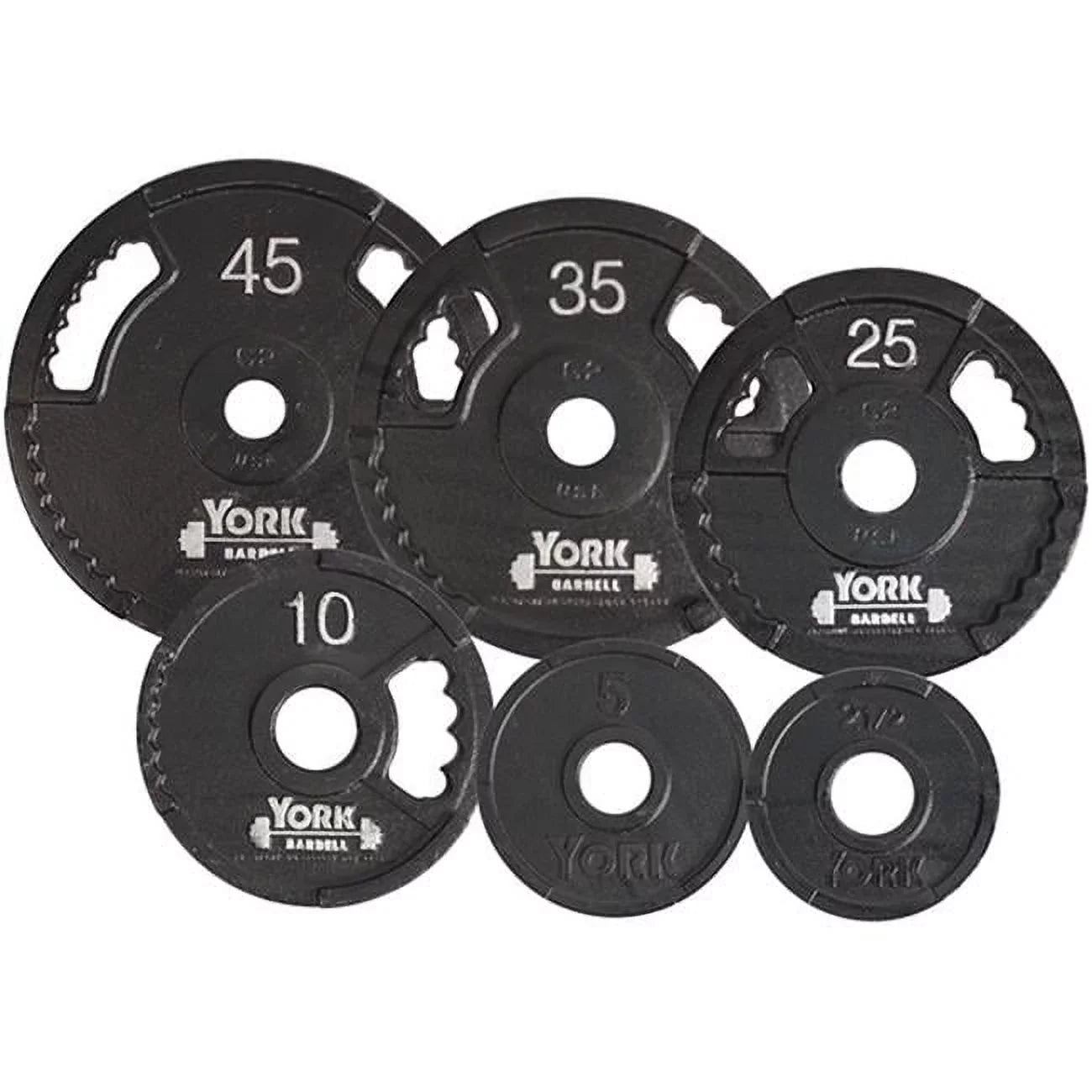 York Barbell 7422 G2 Olympic Dual Grip Thin Line Cast Iron Plate, Black - 10 lbs