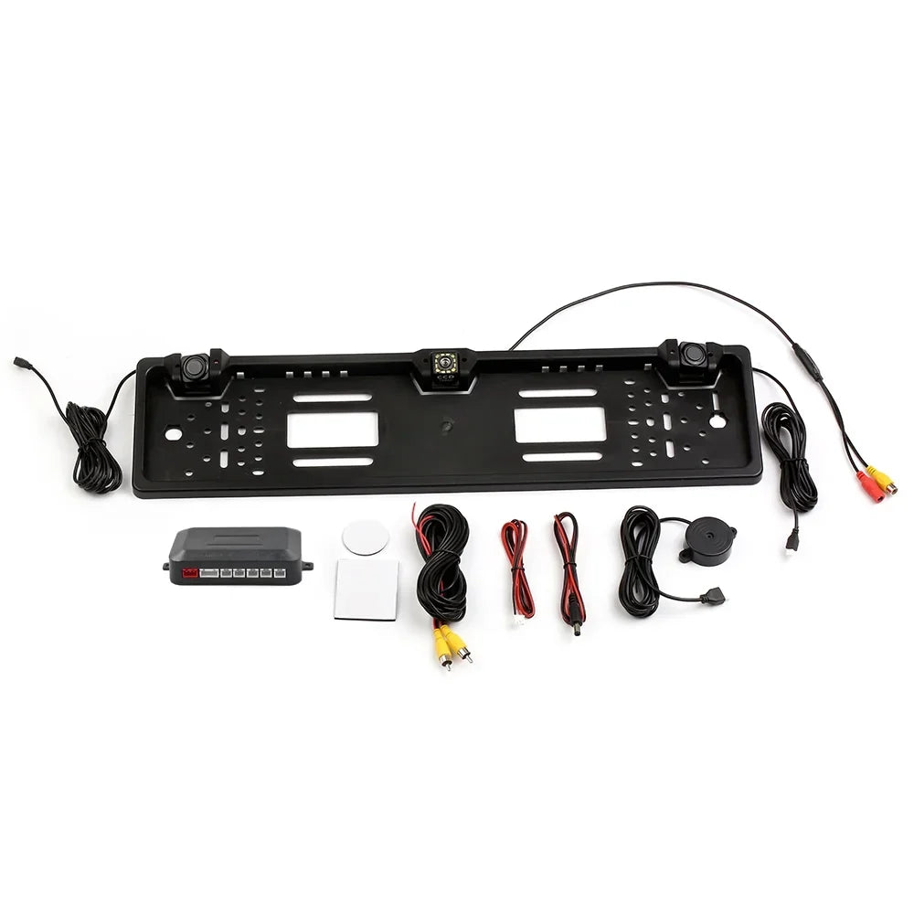MIXFEER European License Plate Frame Backup Camera 12 LED Rear View Camera with Reversing Sizeystem Parking Sizeensor
