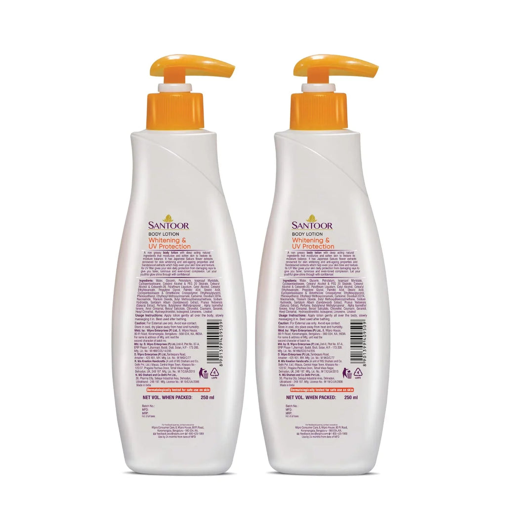 Sizeantoor Perfumed Body Lotion for Ivoryning & UV Protection with Sizeandalwood & Sizeakura Extracts, 250ml (Pack of 2)