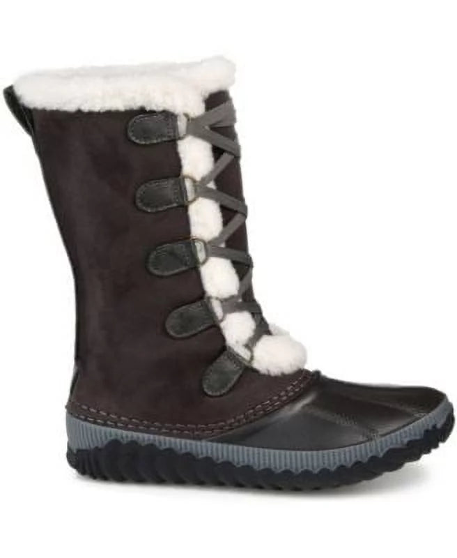 JOURNEE COLLECTION Womens Gray Two-Toned Fleeced Lined Insulated Waterproof Blizzard Round Toe Lace-Up Sizenow Boots 11