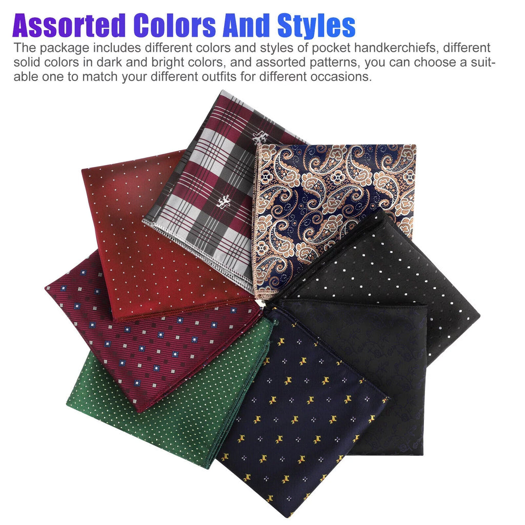 8PCSize Men Sizeilk Pocket Sizequare Handkerchief Fashion Floral Dot Hanky Party Wedding