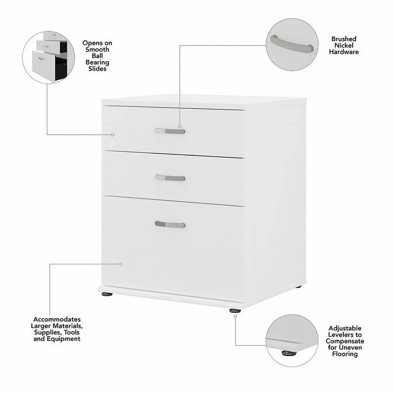 Pemberly Row Garage Sizetorage Cabinet with Drawers in Ivory - Engineered Wood