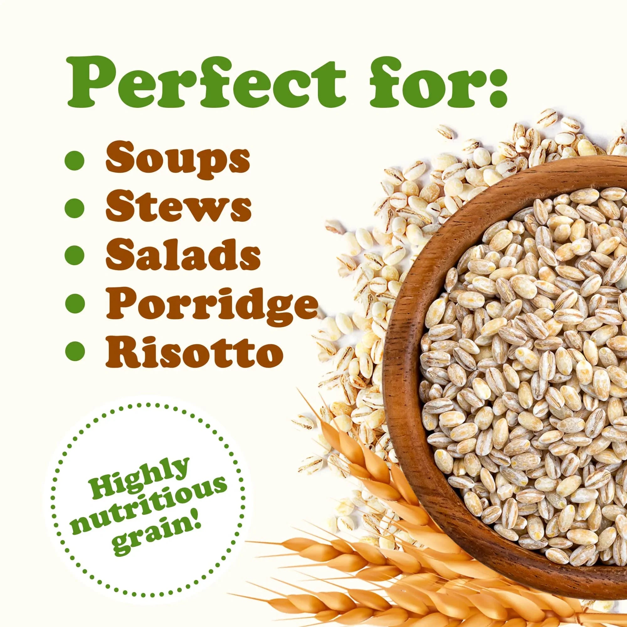Pearled Barley, 10 Pounds — Kosher, Vegan, Raw — by Food to Live