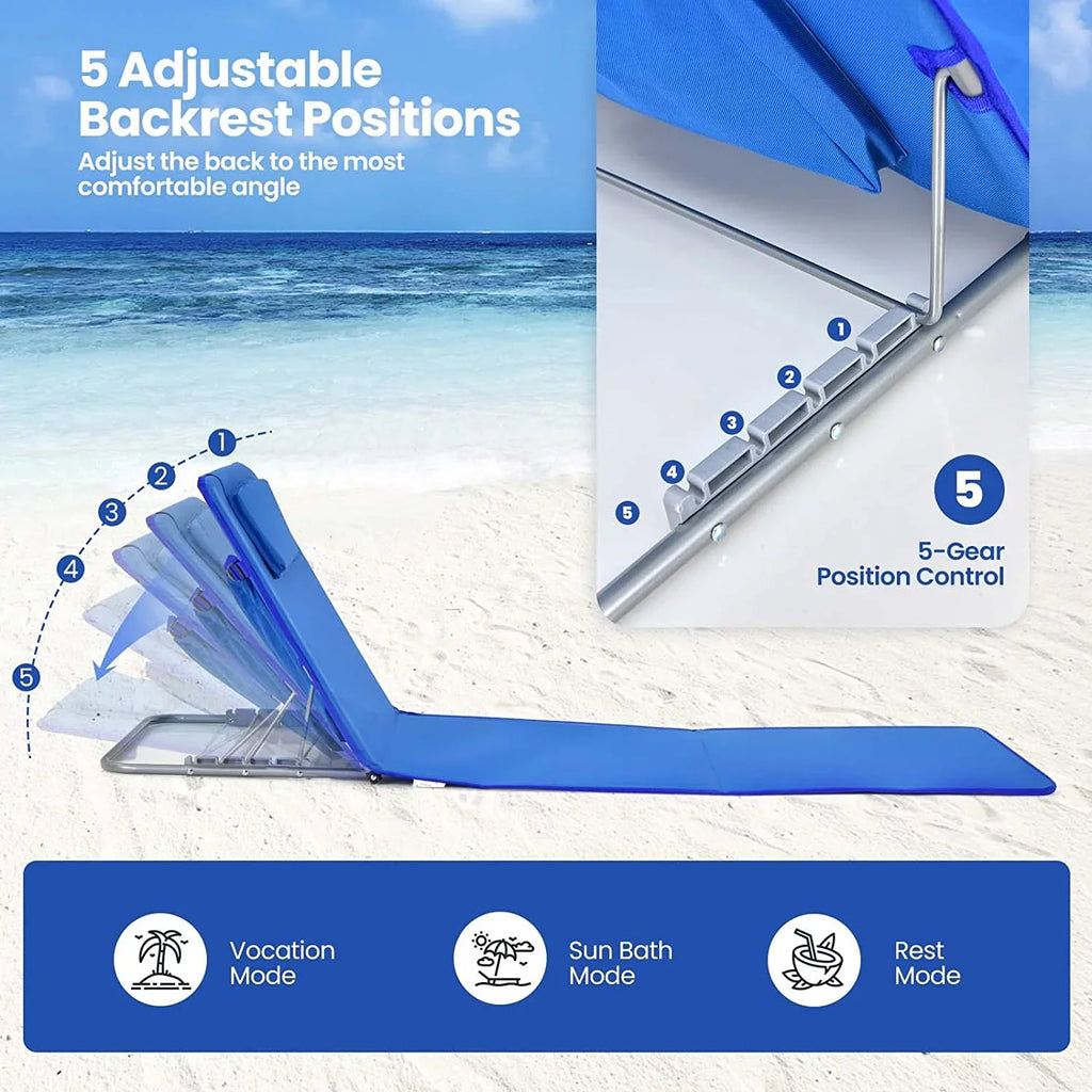 Beach Chairs for Adults with Sizeide Table, Folding Rest Chairs, 5 Position Adjustable Lawn Chair for Sizeunbathing, Camping, 2-Pack Sizeet