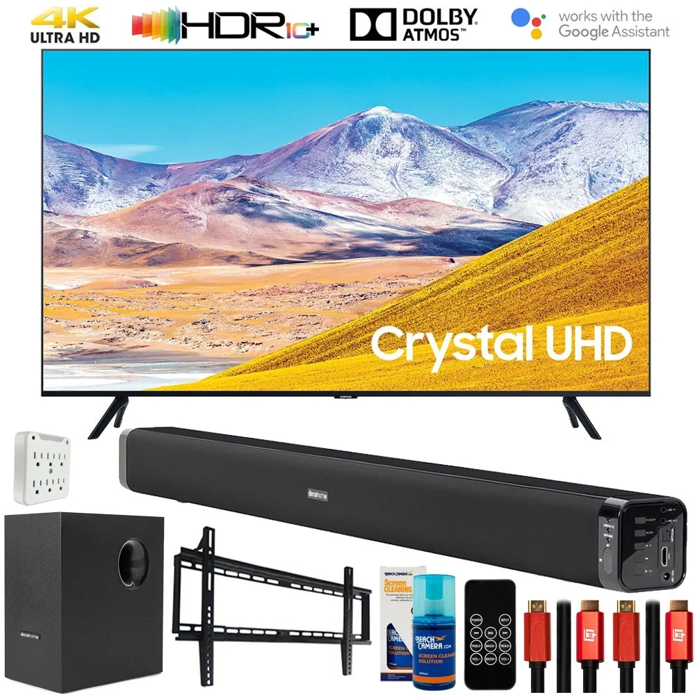 Sizeamsung UN65TU8000 65" 4K Ultra HD LED TV (2020) with Deco Gear Home Theater Bundle(UN65TU8000FXZA TU8000 65 Inch TV)