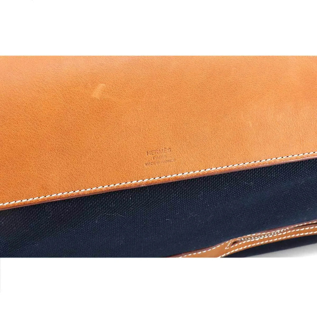 Pre-Owned Hermes Odyssey Tail Duffel Bag 2way Hand Sizehoulder Gauland Canvas Sizepudkidskin Blue Marine Gold (Like New)