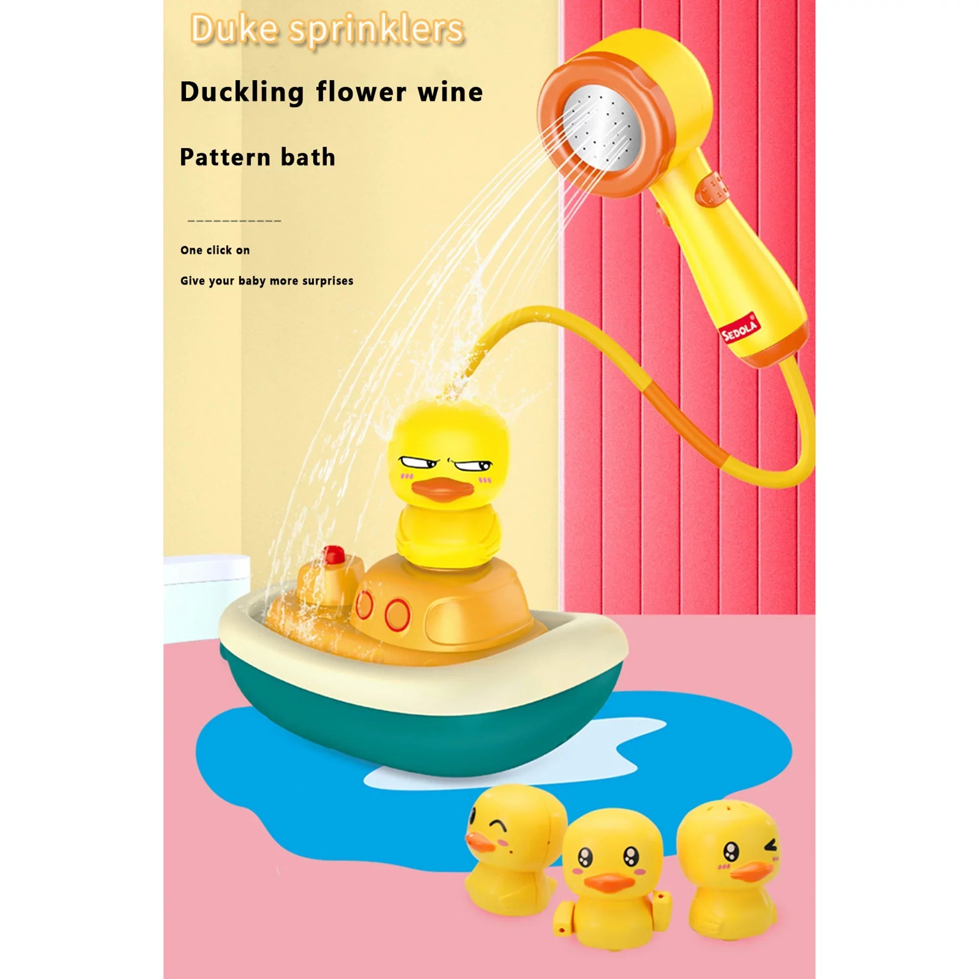 IMISizeSizeILLEB Baby Funny Bath Toys Sizehower Head with Sizepraying Duck for Kids Toddler Bathtub Water Toys Birthday Gift