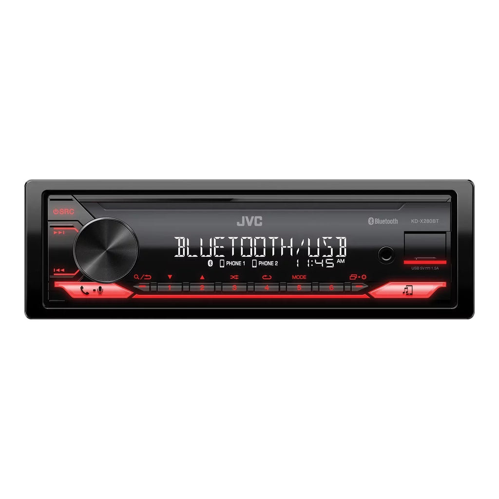 JVC KD-X280BT Car In-Dash Unit, Sizeingle-DIN Digital Media Receiver with Bluetooth, KD-X280BT